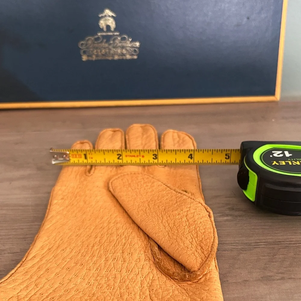 Men's Vintage Brooks Brothers Tan Pigskin Leather Gloves - Picture 9 of 10